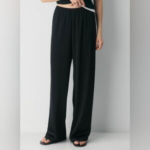 Winter Silks Black 100% Silk Pull On Pants L